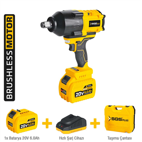 AKÜLÜ DARBELİ SOMUN SIKMA 1200 TORK 6.0 AH ( KÖMÜRSÜZ ) SGS5504